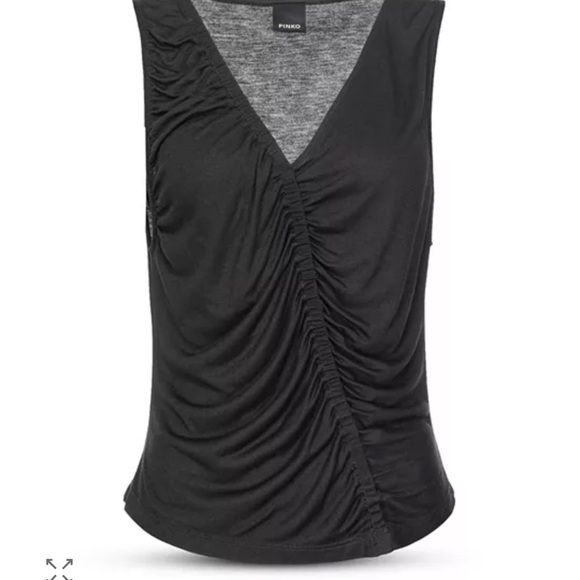 Pinko Tops - BNWT Pinko Tallo Fluido Jersey Black Ruched Tank Top black XS
